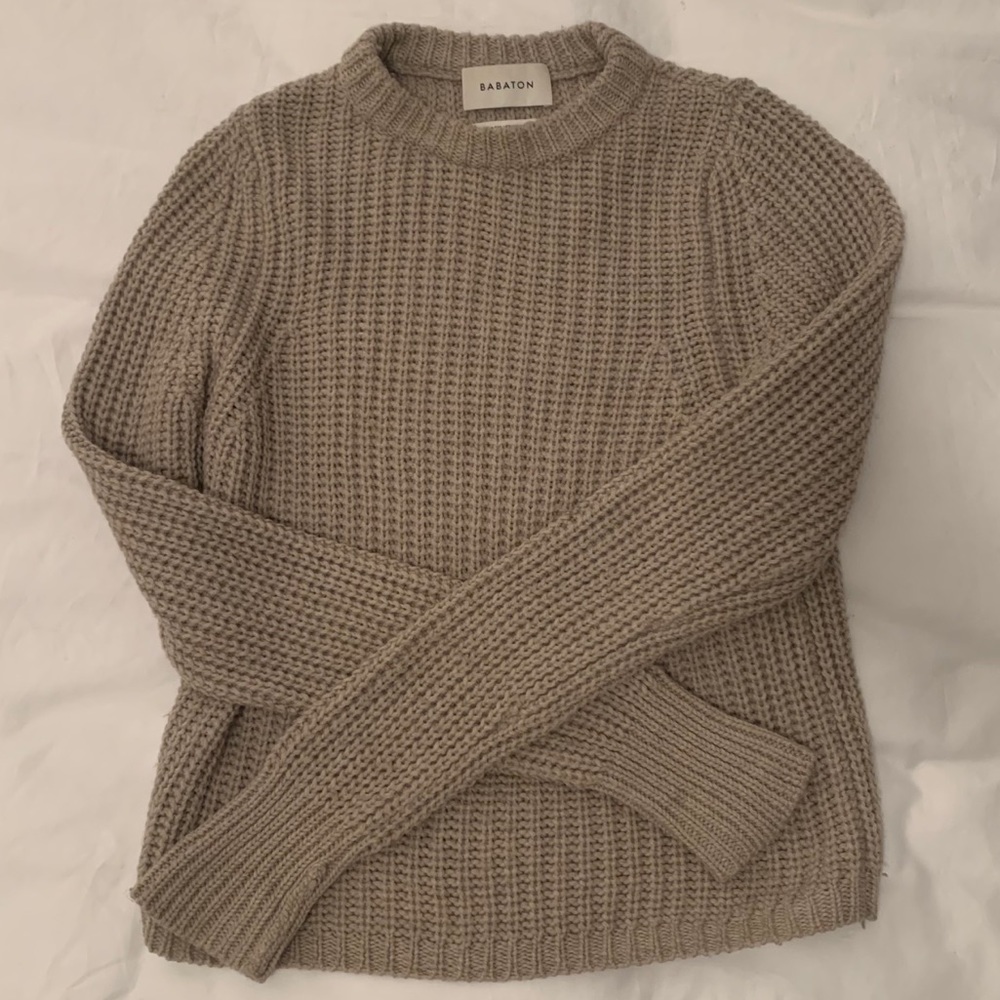 Babaton Chunky Knit Crew Neck Wool Sweater